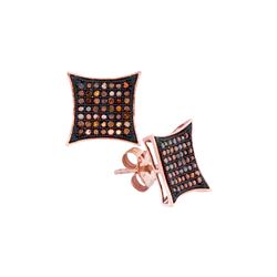 0.33 CTW Red Colored Diamond Kite Cluster Earrings 10K Rose Gold