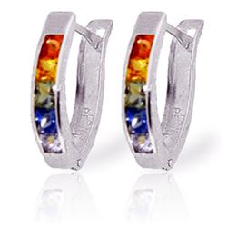 Genuine 1.30 ctw Multi-Color Sapphire Earrings Jewelry 14KT White Gold - REF-30K9V