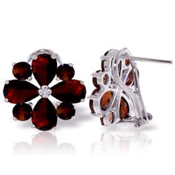 Genuine 4.85 ctw Garnet Earrings Jewelry 14KT White Gold - REF-58F4Z