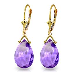 Genuine 10.20 ctw Amethyst Earrings Jewelry 14KT Yellow Gold - REF-28T9A