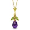 Image 1 : Genuine 1.70 ctw Amethyst & Peridot Necklace Jewelry 14KT Yellow Gold - REF-16W3Y