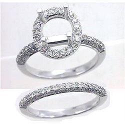 14K White Gold 1.21CTW Diamond Wedding Ring Set - REF-101F3M