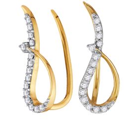 0.18 CTW Natural Diamond Climber Earrings 10K Yellow Gold