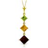 Image 1 : Genuine 2.4 ctw Garnet, Citrine & Peridot Necklace Jewelry 14KT Yellow Gold - REF-29K7V