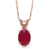 Image 1 : Genuine 1 ctw Ruby Necklace Jewelry 14KT Rose Gold - REF-19W3Y