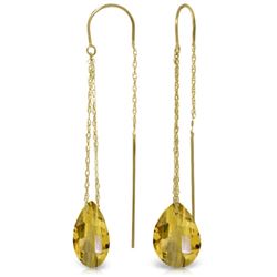 Genuine 6 ctw Citrine Earrings Jewelry 14KT Yellow Gold - REF-21M9T