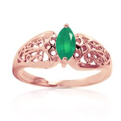 Genuine 0.20 CTW Emerald Ring Jewelry 14KT Rose Gold - REF-48Z4N