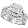 Image 1 : 1 CTW Princess Diamond Solitaire Bridal Engagement Ring 14K White Gold