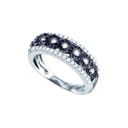 0.7 CTW Black Colored Diamond Circular Band 10K White Gold