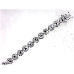 14K White Gold 2.33CTW Sapphire Tennis Bracelet - REF-242R2K