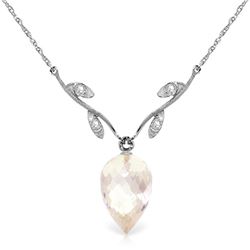 Genuine 12.27 ctw White Topaz & Diamond Necklace Jewelry 14KT White Gold - REF-42Y2F