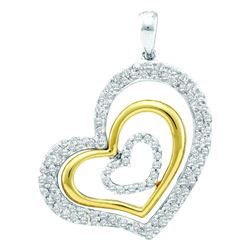 0.5 CTW Natural Diamond Heart Love Pendant 14K White Gold