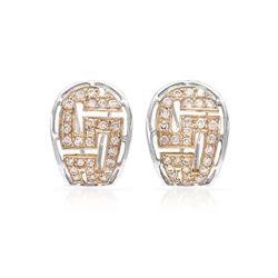 Genuine 0.83 TCW 18K Two Tone Gold Ladies Earring - REF-135F7M