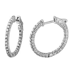 14K White Gold 0.93CTW Diamond Hoop Earring - REF-114M2F