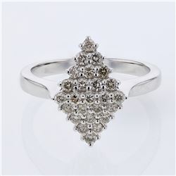 Round Prong-set Diamond-shape Ring in 14K White Gold - REF-62X6Y