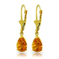 Genuine 2.85 ctw Citrine Earrings Jewelry 14KT Yellow Gold - REF-29W3Y