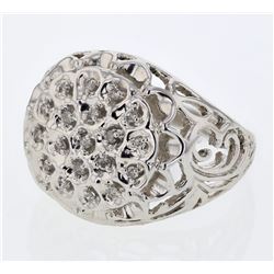 Round Diamond Fashion Ring in 14K White Gold - REF-58N9A