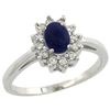 Image 1 : Natural 0.67 ctw Lapis & Diamond Engagement Ring 10K White Gold - REF-38F4N