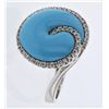 Image 1 : Turquoise Inlay Prong-set Diamond Ring in 14K White Gold - REF-117F4M