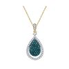 Image 1 : 0.6 CTW Blue Colored Diamond Teardrop Pendant 10K Yellow Gold
