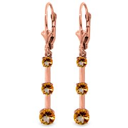 Genuine 2.5 ctw Citrine Earrings Jewelry 14KT Rose Gold - REF-39P3H