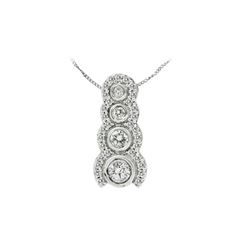 0.75 CTW 14K White Gold Ladies Slider with Chain - REF-124M2F