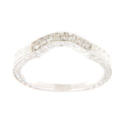 14K White Gold 0.1CTW Diamond Band Ring - REF-31M3F