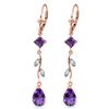 Image 1 : Genuine 3.97 ctw Amethyst & Diamond Earrings Jewelry 14KT Rose Gold - REF-44Y9F
