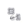 Image 1 : 0.55 CTW Natural Diamond Square-shape Cluster Stud Screwback Earrings 14K White Gold