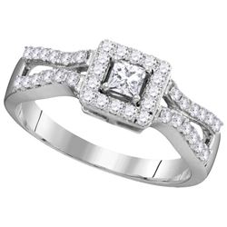 0.5 CTW Natural Princess Diamond Bridal Engagement Ring 10K White Gold