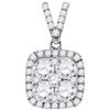 Image 1 : 1.35 CTW Natural Diamond Square Cluster Pendant 10K White Gold