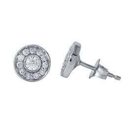 14K White Gold 0.48CTW Ladies Diamond Earring - REF-68A6N