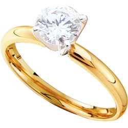 0.2 CTW Natural Diamond Solitaire Bridal Engagement Ring 14K Yellow Gold