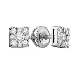 0.5 CTW Cluster Natural Diamond Screwback Stud Earrings 10K White Gold