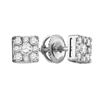 Image 1 : 0.5 CTW Cluster Natural Diamond Screwback Stud Earrings 10K White Gold
