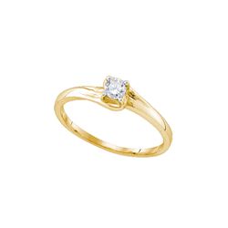 0.11 CTW Natural Diamond Solitaire Promise Bridal Ring 10K Yellow Gold