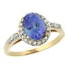 Image 1 : Natural 1.43 ctw Tanzanite & Diamond Engagement Ring 10K Yellow Gold - REF-48A5V