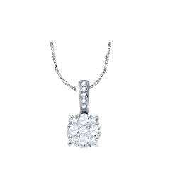 0.36 CTW Natural Diamond Circle-shape Larissa Cluster Pendant 18K White Gold