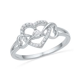 0.11 CTW Natural Diamond Heart Love Ring 10K White Gold