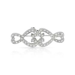 Genuine 0.46 TCW 18K White Gold Ladies Brooch - REF-123A5N