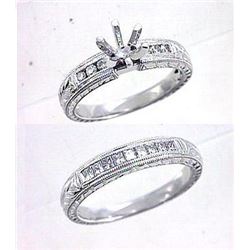 14K White Gold 0.4CTW Diamond Wedding Ring Set - REF-106M2F