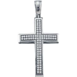 0.25 CTW Natural Diamond Cross Faith Pendant 10K White Gold