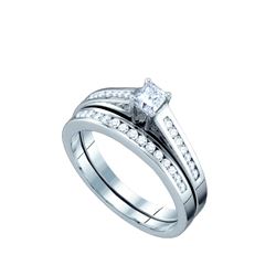 0.5 CTW Princess Natural Diamond Bridal Engagement Ring 10K White Gold