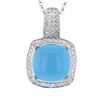 Image 1 : 14K White Gold 9.91CTW Turquoise Necklaces - REF-169N3A