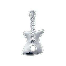 0.05 CTW Natural Diamond Guitar Music Pendant 10K White Gold