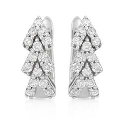 Genuine 1.23 TCW 18K White Gold Ladies Earring - REF-186Y3X