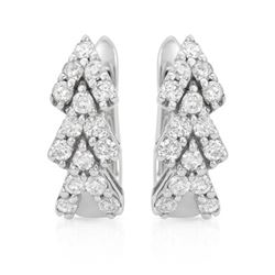 Genuine 1.23 TCW 18K White Gold Ladies Earring - REF-186Y3X