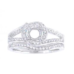 14K White Gold 0.51CTW Diamond Wedding Ring Set - REF-90A8N