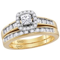 0.74 CTW Natural Diamond Princess EGL Bridal Engagement Ring 14K Yellow Gold