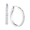 Image 1 : 1.03 CTW Natural Diamond Hoop Snap-down Post Earrings 14K White Gold